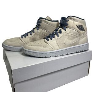 NEW Womens Air Jordan 1 Mid SE Tennis Shoes Size 8.5 Jordans Cream Blue Sanddrif